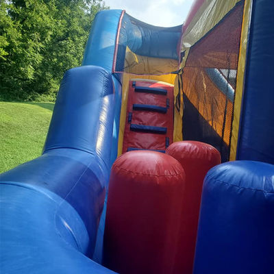 Children's Trampoline Inflatable Bounce House with Slide Obstacle and Splash Pool