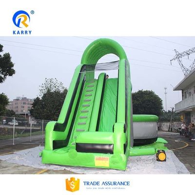 Green Air Slide with Trampoline Style Free Fall Stunt Jump Inflatable Air Bag