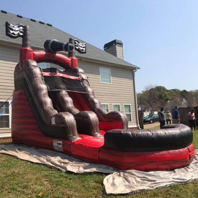 Amusement Water Park Equipment Pirate Water Slide Inflatable with Pool PVC Commercial