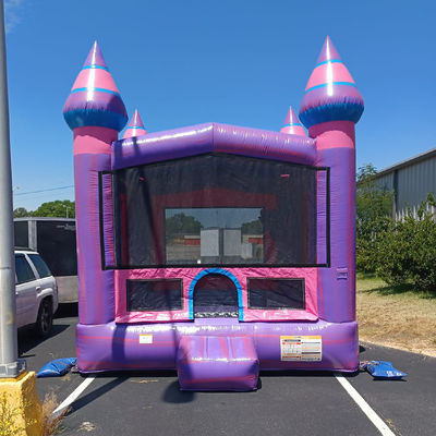 Children's Inflatable Trampoline Party Rentals Pink Princess Castle Combo with Slide Pool and Blower