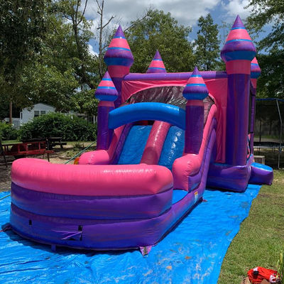 Children's Inflatable Trampoline Party Rentals Pink Princess Castle Combo with Slide Pool and Blower