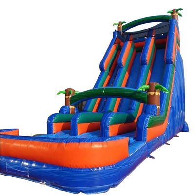 Palm Tree Orange Water Slide Inflatable Double Slip n Slide and Pool for Backyard Fun