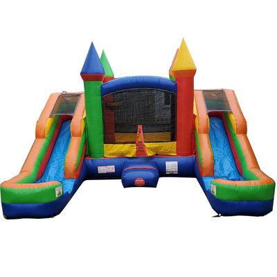 Customized Logo Acceptable PVC Inflatable Bounce House Combo with 2 Slides