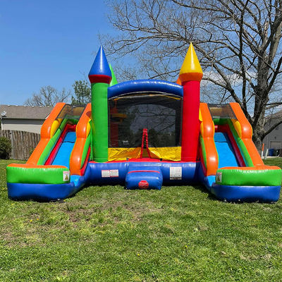 Customized Logo Acceptable PVC Inflatable Bounce House Combo with 2 Slides