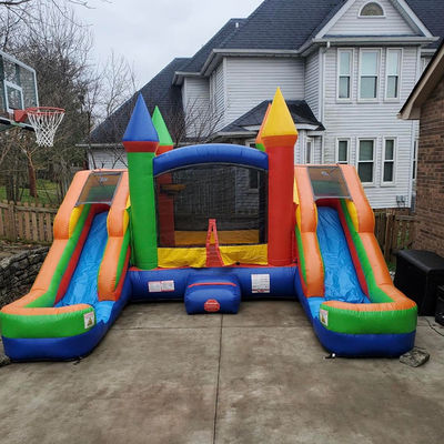 Customized Logo Acceptable PVC Inflatable Bounce House Combo with 2 Slides