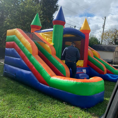 Customized Logo Acceptable PVC Inflatable Bounce House Combo with 2 Slides