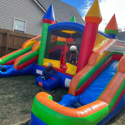 Customized Logo Acceptable PVC Inflatable Bounce House Combo with 2 Slides