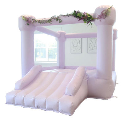 Kids Pink Trampoline and Princess Inflatable Castle Bouncer House with White Mesh