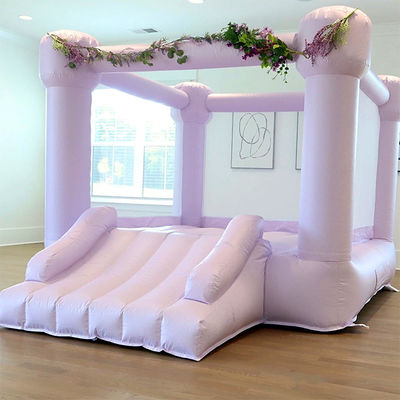 Kids Pink Trampoline and Princess Inflatable Castle Bouncer House with White Mesh