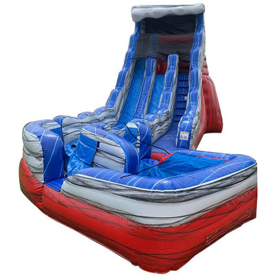 Red and Blue Folding Tail Water Slide Inflatable with Pool Air Slide Customized Logo