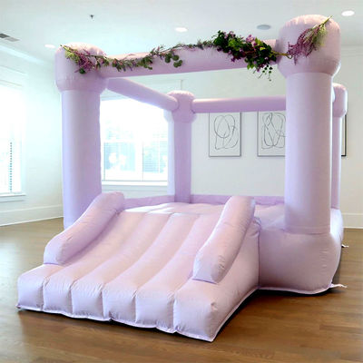 Kids Pink Trampoline and Princess Inflatable Castle Bouncer House with White Mesh