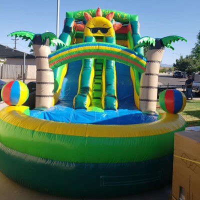 Kids' Inflatable Toys Outdoor Small Sun Bounce Slide with Pool and Dual Slip n' Slide