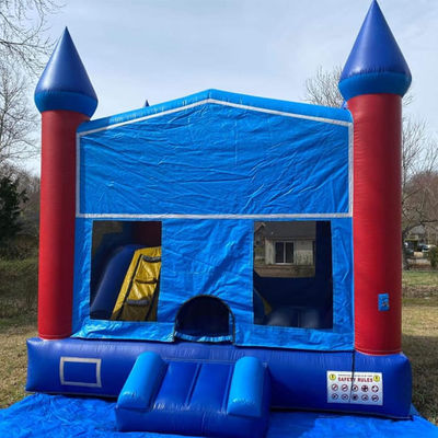 Customized Color Children's Blue Castle PVC Inflatable Bounce House with Inner Slide
