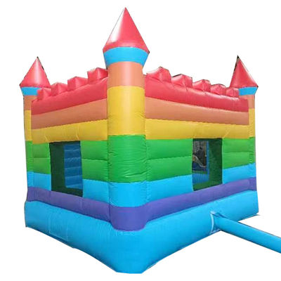 Rainbow Inflatable Jumping Castle Commercial Grade PVC Trampoline with Blower