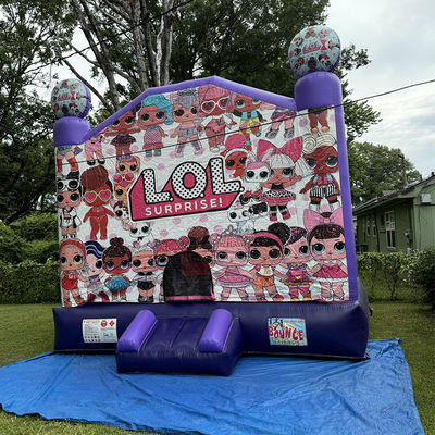 Blower Included Purple Inflatable Bounce House for Girls' LOL Cross-Dressing Party