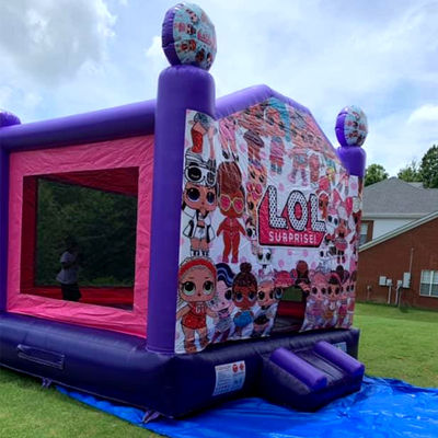 Blower Included Purple Inflatable Bounce House for Girls' LOL Cross-Dressing Party