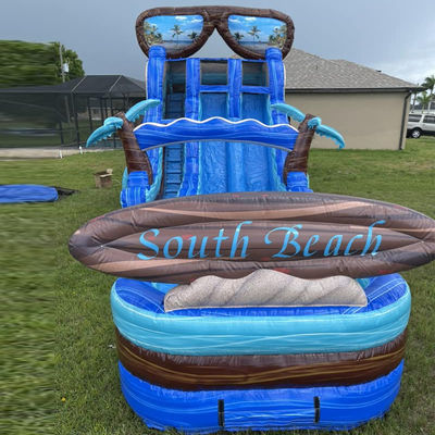 Get Ready to Make a Splash 40ft Inflatable Water Slide with Pool and Huge Surfboard