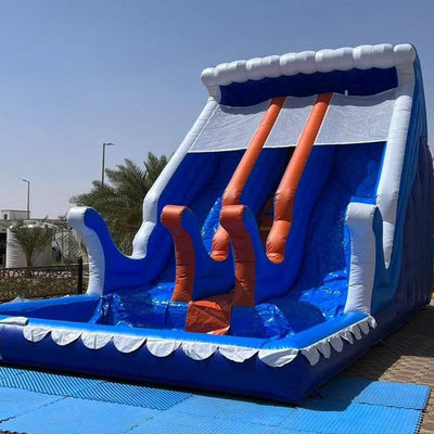 Customized Color Inflatable Water Park Equipment with Large Pool and Two Wide Slides