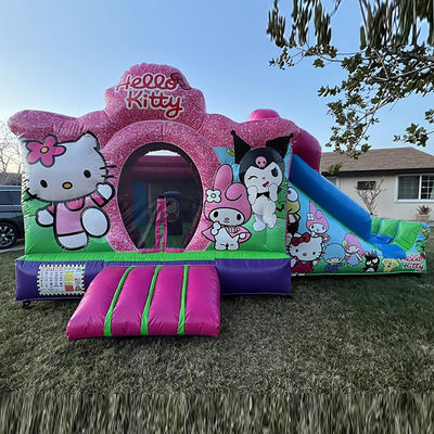 PVC Cartoon Pink Inflatable Bouncer House Slide with CE/EN71/EN14960 Certificate