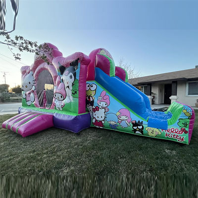 PVC Cartoon Pink Inflatable Bouncer House Slide with CE/EN71/EN14960 Certificate