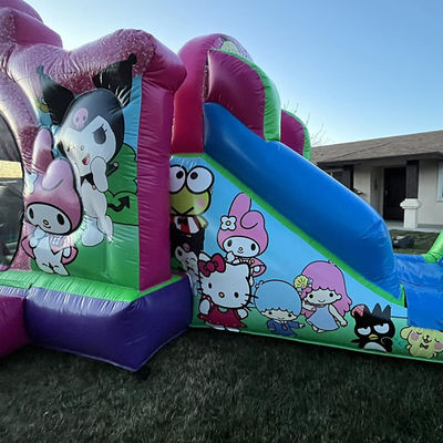 PVC Cartoon Pink Inflatable Bouncer House Slide with CE/EN71/EN14960 Certificate