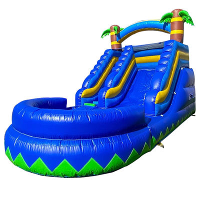 Small Water Slide Inflatable with Pool Summer Palm Tree Klein Blue Kid Toys Slide Game