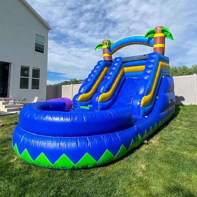 Small Water Slide Inflatable with Pool Summer Palm Tree Klein Blue Kid Toys Slide Game