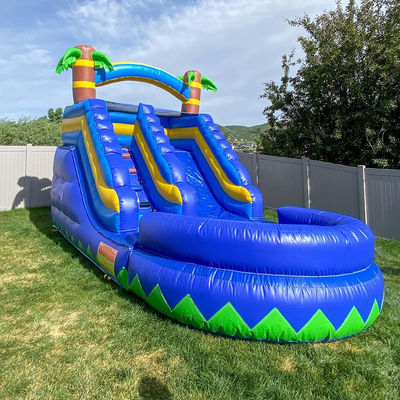 Small Water Slide Inflatable with Pool Summer Palm Tree Klein Blue Kid Toys Slide Game