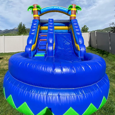 Small Water Slide Inflatable with Pool Summer Palm Tree Klein Blue Kid Toys Slide Game