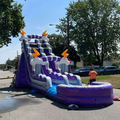 Kid Toys Game Summer Inflatable Water Park with Pool and Purple Water Slide