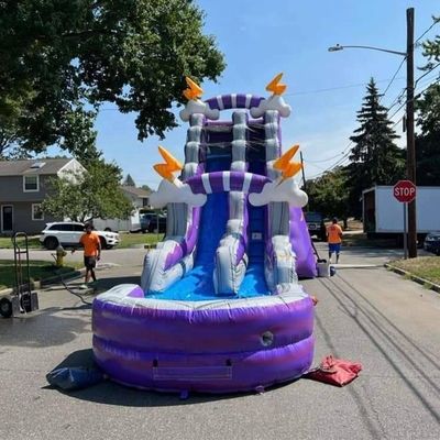 Kid Toys Game Summer Inflatable Water Park with Pool and Purple Water Slide