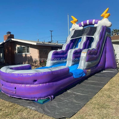 Kid Toys Game Summer Inflatable Water Park with Pool and Purple Water Slide