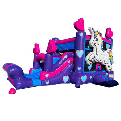 Repair Kits Provided Commercial PVC Rainbow Unicorn Bounce House with Slide and Pool