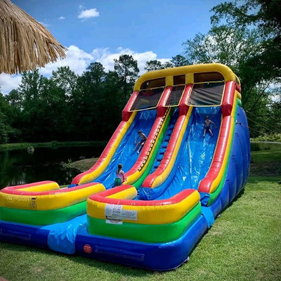 0.55mm PVC Tarpaulin Dual Pool Water Slide Inflatable for 5-10 Riders and Extra Large Size