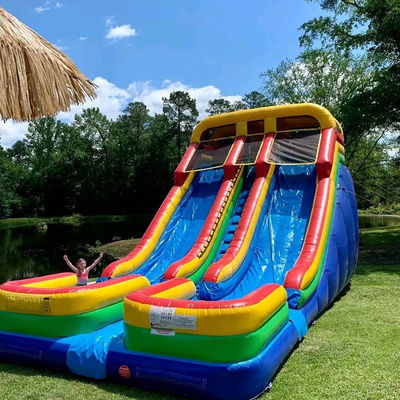 0.55mm PVC Tarpaulin Dual Pool Water Slide Inflatable for 5-10 Riders and Extra Large Size