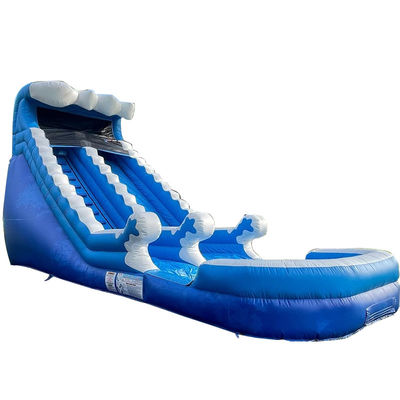 Customized Logo Summer Inflatable Water Park with Blue Waves Water Slide