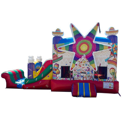 Shipping way Sea Commercial PVC Rainbow Big Star Red Bounce House Inflatable with Slide