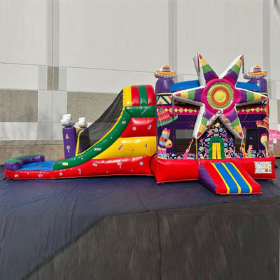 Shipping way Sea Commercial PVC Rainbow Big Star Red Bounce House Inflatable with Slide