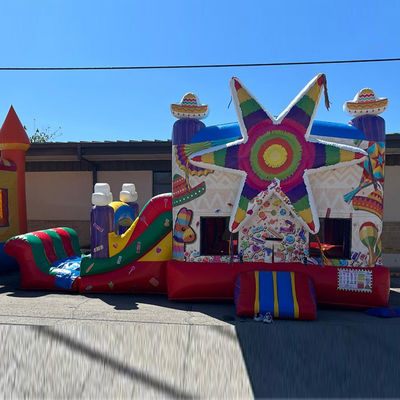 Shipping way Sea Commercial PVC Rainbow Big Star Red Bounce House Inflatable with Slide