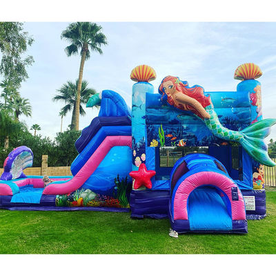 Kids Bouncy Castle Mermaid Theme Inflatable Bounce House with Slide Customized Color