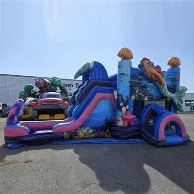Kids Bouncy Castle Mermaid Theme Inflatable Bounce House with Slide Customized Color