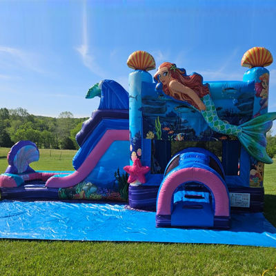 Kids Bouncy Castle Mermaid Theme Inflatable Bounce House with Slide Customized Color