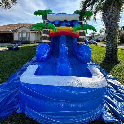 Kids Playground Inflatable Bounce House with Slide Pool and  Palm Tree