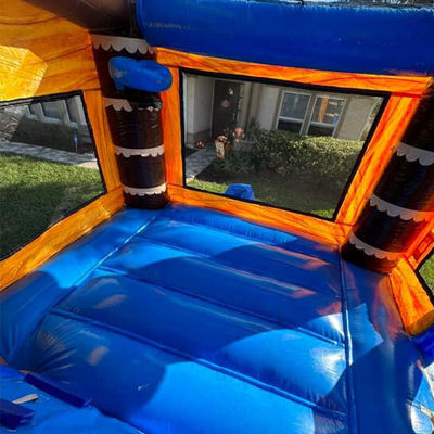 Kids Playground Inflatable Bounce House with Slide Pool and  Palm Tree