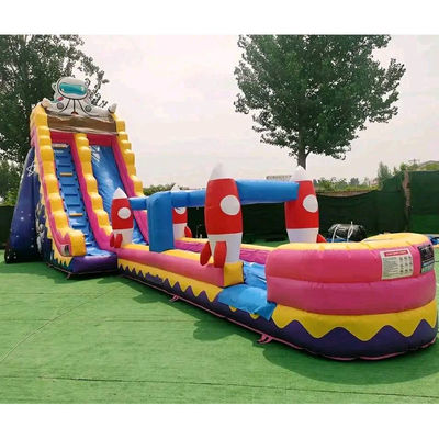 Commercial Astronaut Theme Inflatable Pool with Huge Water Slide and Rocket Long Slide