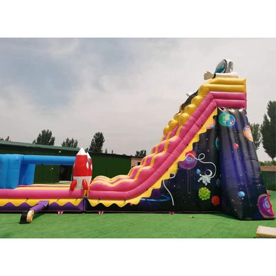 Commercial Astronaut Theme Inflatable Pool with Huge Water Slide and Rocket Long Slide