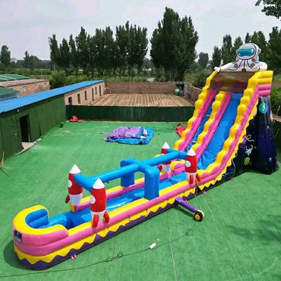 Commercial Astronaut Theme Inflatable Pool with Huge Water Slide and Rocket Long Slide