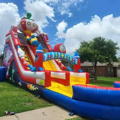 Commercial Astronaut Theme Inflatable Pool with Huge Water Slide and Rocket Long Slide