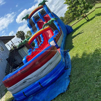 Extended Double Slide Red Thrilling Inflatable Combo Jumping Castle for Aquatic Park