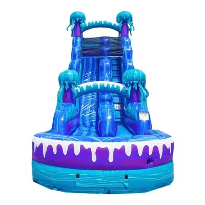 Outdoor Park Amusement Equipment 36ft Colorful Inflatable Water Slide with Swimming Pool